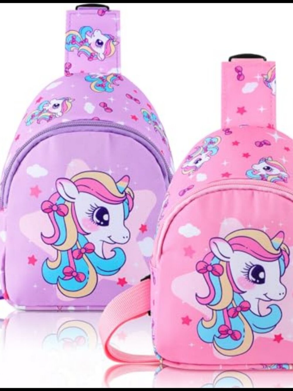 2 Pack Kids Crossbody Sling Bag Nylon Adjustable Strap